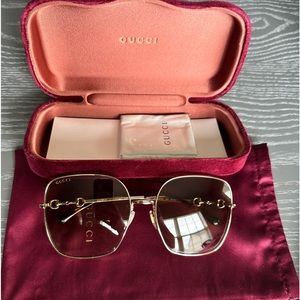 AUTHENTIC Gucci GG0879S Gold/Brown Gradient Sunglasses